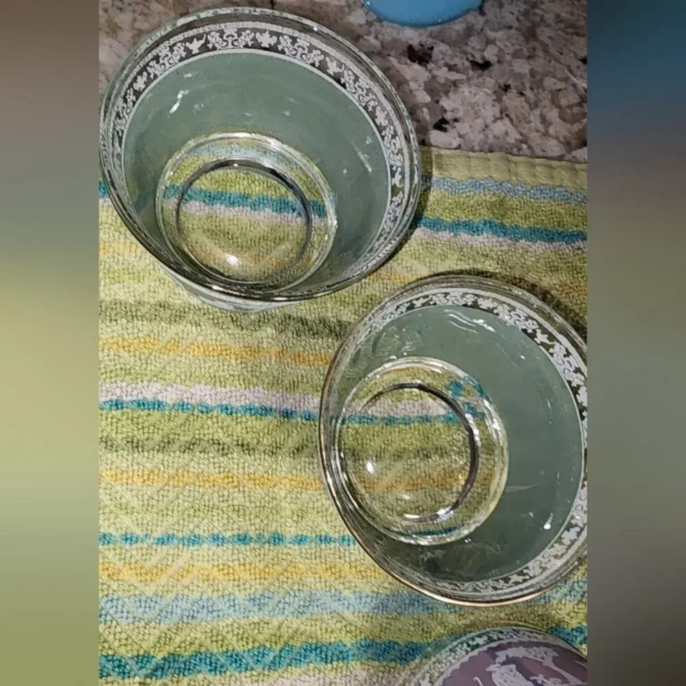 JEANETTE GLASS VINTAGE MCM HELLENIC JASPERWEAR DESSERT CUP BOWLS set 2